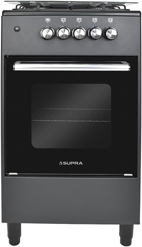 SUPRA Estufa de piso a gas de 4 quemadores de 50 cm Mod. AMBROSIA color negro mate