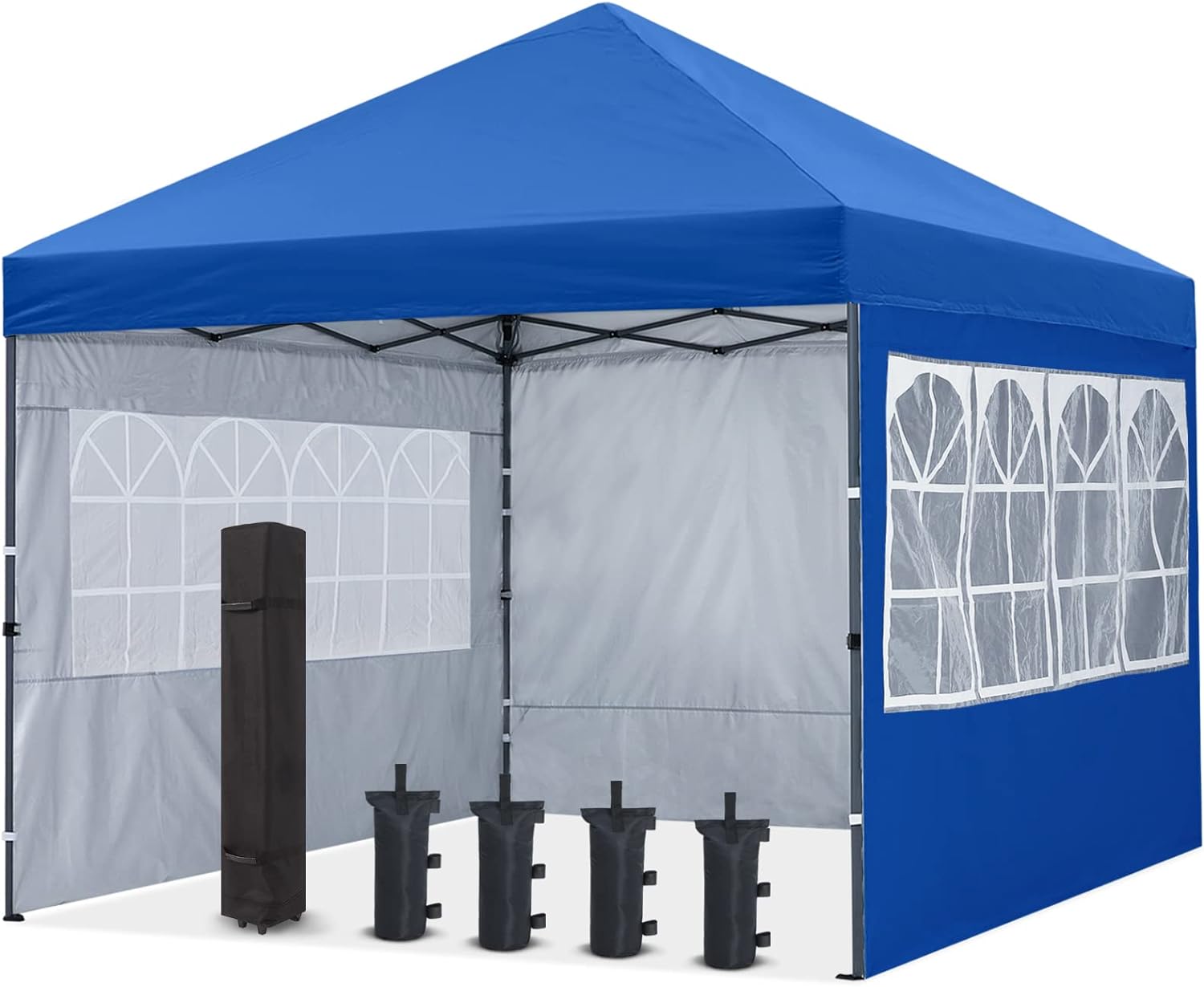 COOSHADE Toldo emergente de 10' x 10' con elegante ventana de iglesia pabellón al aire libre para fiesta, boda, barbacoa, tienda de eventos (azul real)