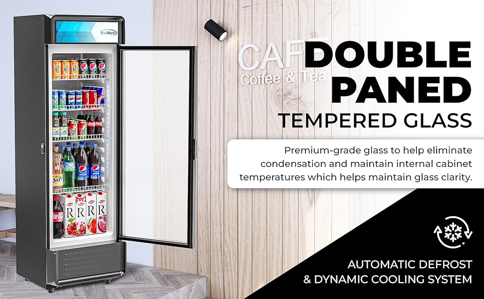 KoolMore MDR-9CP Display-Refrigerador, 9 pies cúbicos. Puerta abatible individual