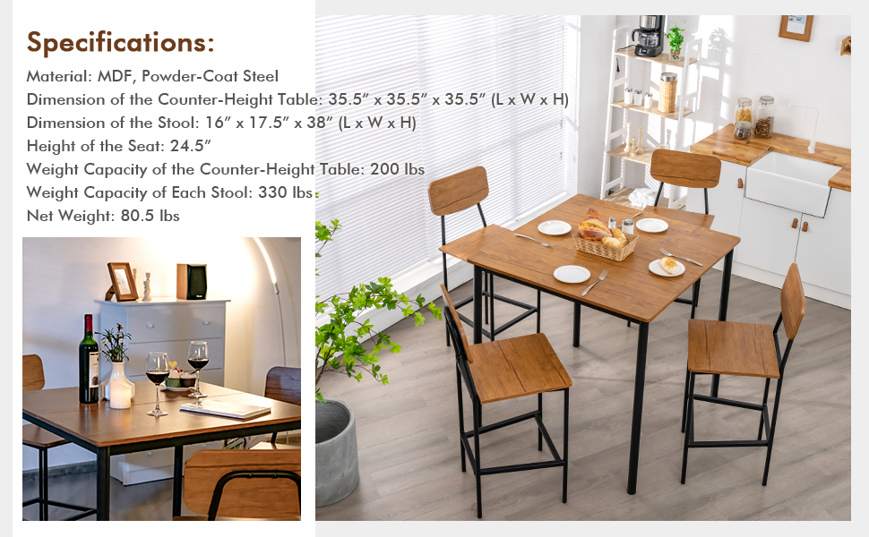 Juego de mesa de comedor de 5 piezas