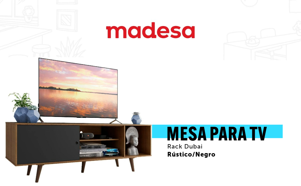 Madesa Mueble Mesa para TV Rack Dubai hasta 65" MN
