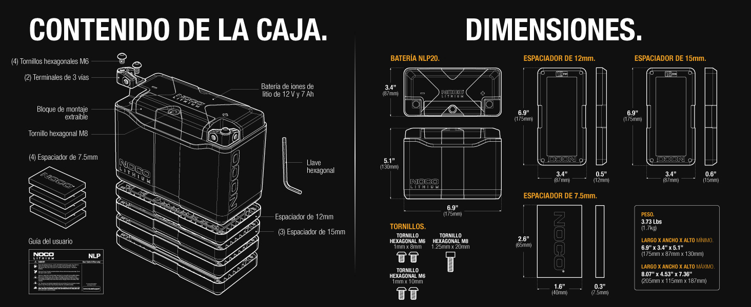 Lithium NLP14, Grupo 14, 500A Litio Powersports Batería, 12V 4Ah Batería de Moto con BMS Dinámico