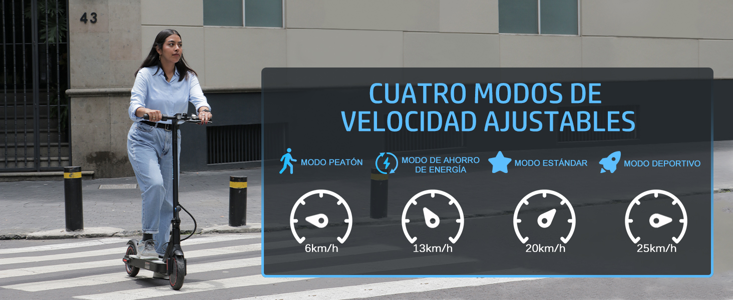Cuatro modos de velocidad ajustables