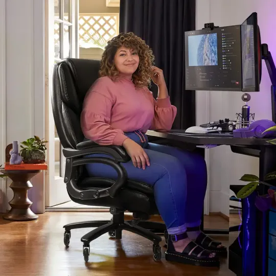 Silla de Oficina Ergonómica de Tamaño Grande 500lbs de Alta Resistencia - Asiento Ejecutivo de Respaldo Alto con Soporte Lumbar, Ruedas de Goma Silenciosas y Diseño Alto y Ancho para Alivio del Dolor de Espalda Baja