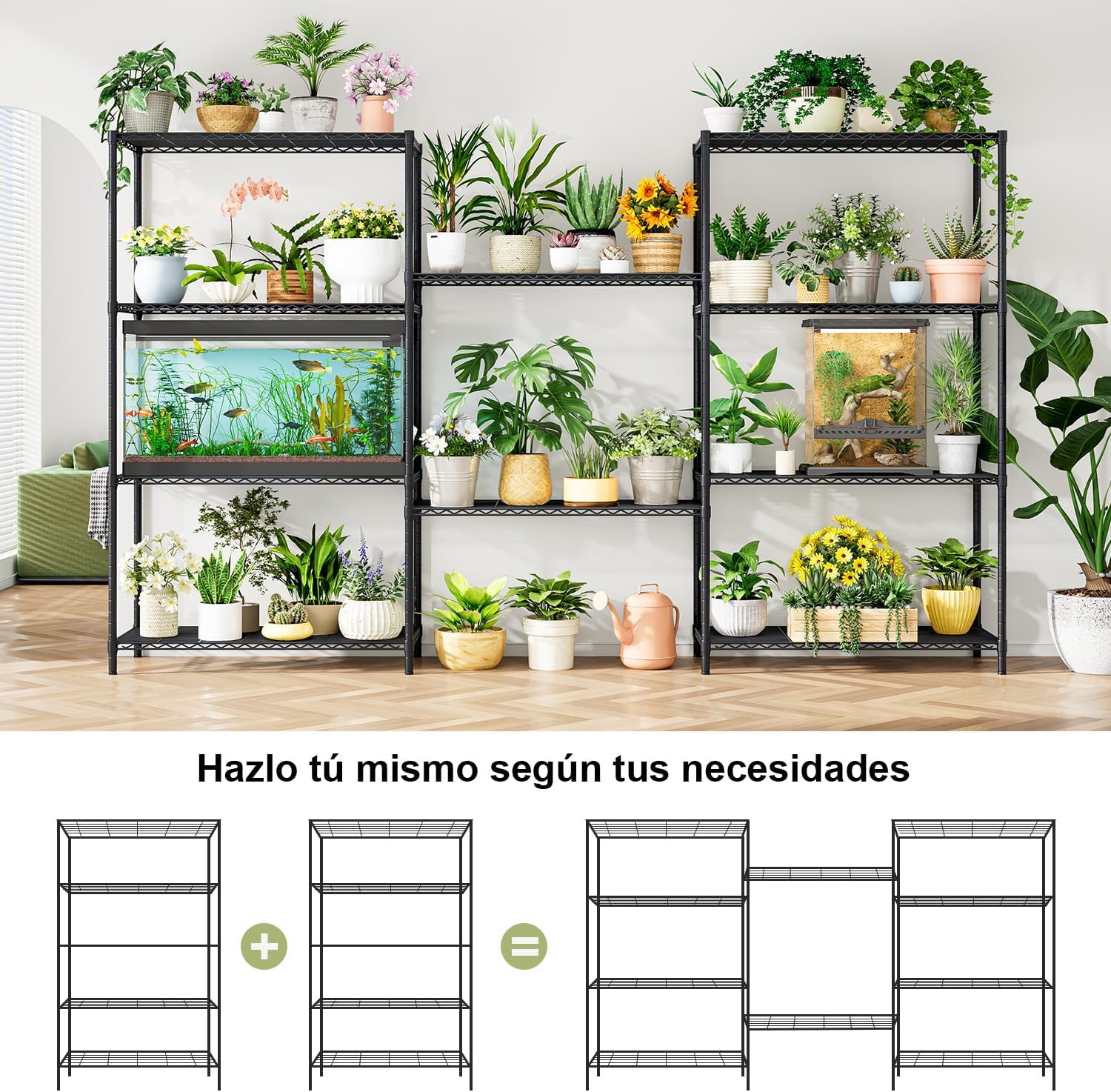 Solerconm Estante de Almacenamiento de Metal de 5 Niveles, Rack Organizador, Gran Capacidad,Uso Rudo, Estante Organizador Ajustable Multiusos,para Cocina,Garaje,Supermercado
