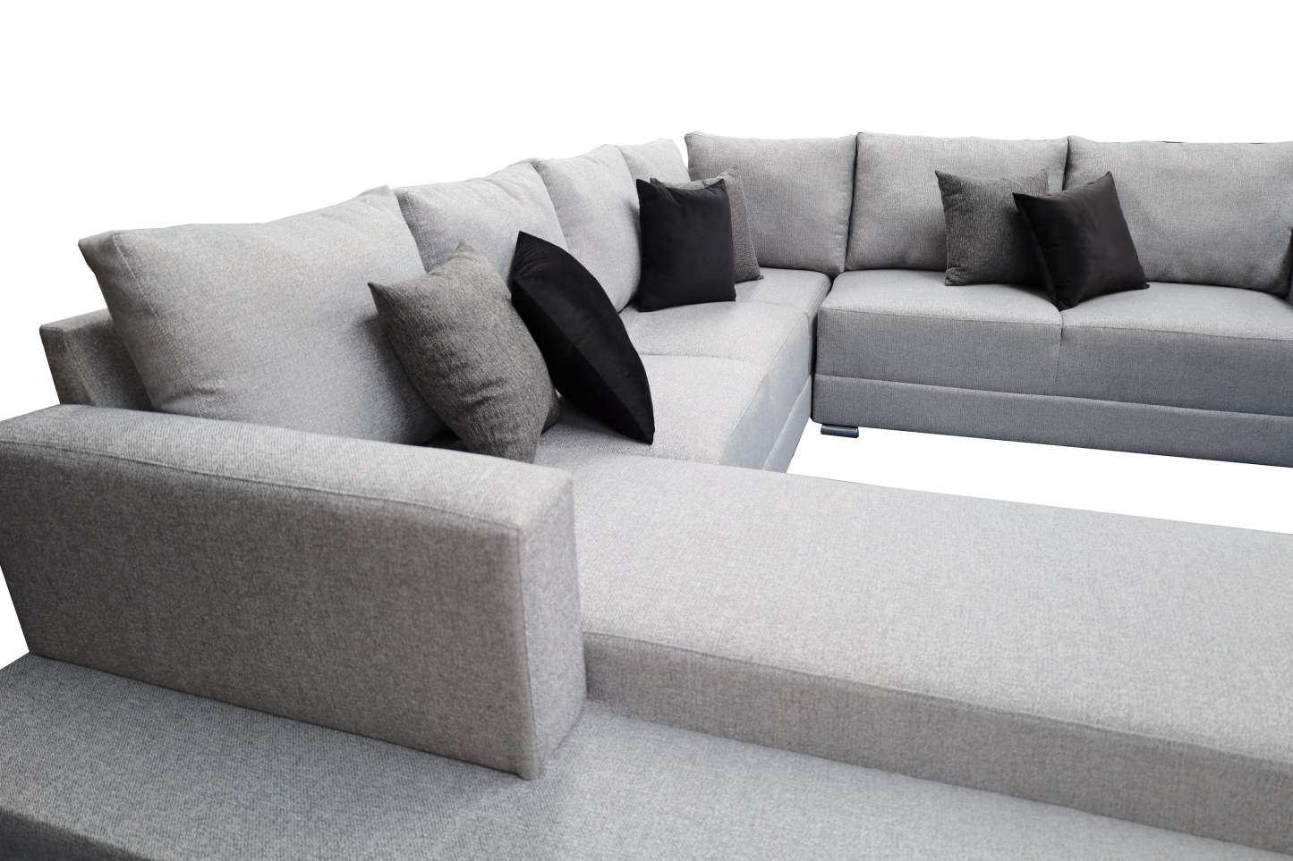 Sala esquinera en U El Bazar Store modelo Corbel gris oxford 4 salas en 1