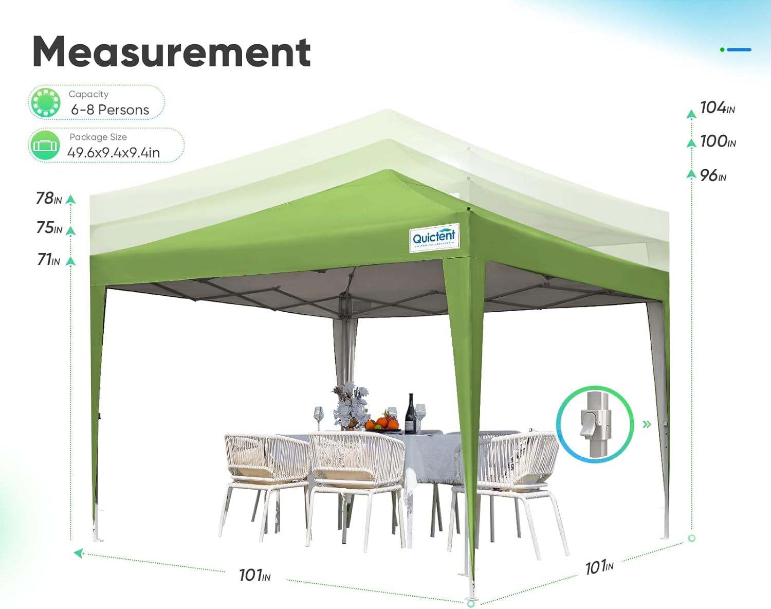 Quictent - Tienda de campaña desplegable de privacidad de 10 x 10 pulgadas con paredes laterales y ventanas ventiladas enrollables, configuración para una persona, fácil refugio para eventos
