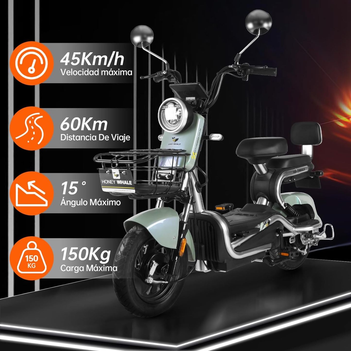 HONEYWHALE KC-Cool Bicicleta Electrica para Adultos, Bicimoto Eléctrica con Alarma, Máxima del Motor 700W, Velocidad Máxima 45KM/H, Autonomía 55-60KM, Baterías de Gran Capacidad 20AH