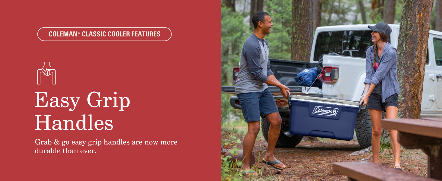 Coleman Classic Cooler cuenta con asas de agarre f&aacute;cil para llevar duradero viaje port&aacute;til caminata campamento juego ni&ntilde;os