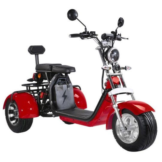 Patinete eléctrico para adultos de 3 ruedas, motocicleta eléctrica con asiento para pasajero