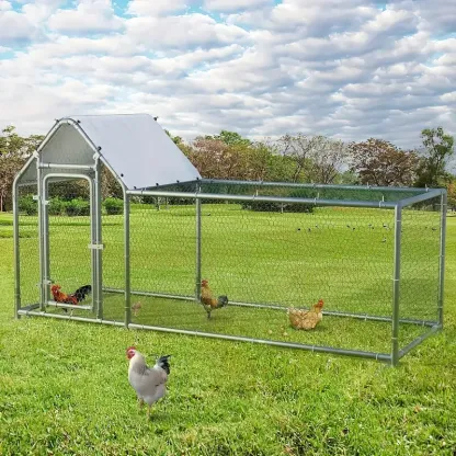 Pequeño gallinero de metal LEMBERI, corral para gallinas, jaula de alambre galvanizado para gallinas y patos, jaulas para conejos con cubierta impermeable y antiultravioleta para exteriores, patio trasero y granja