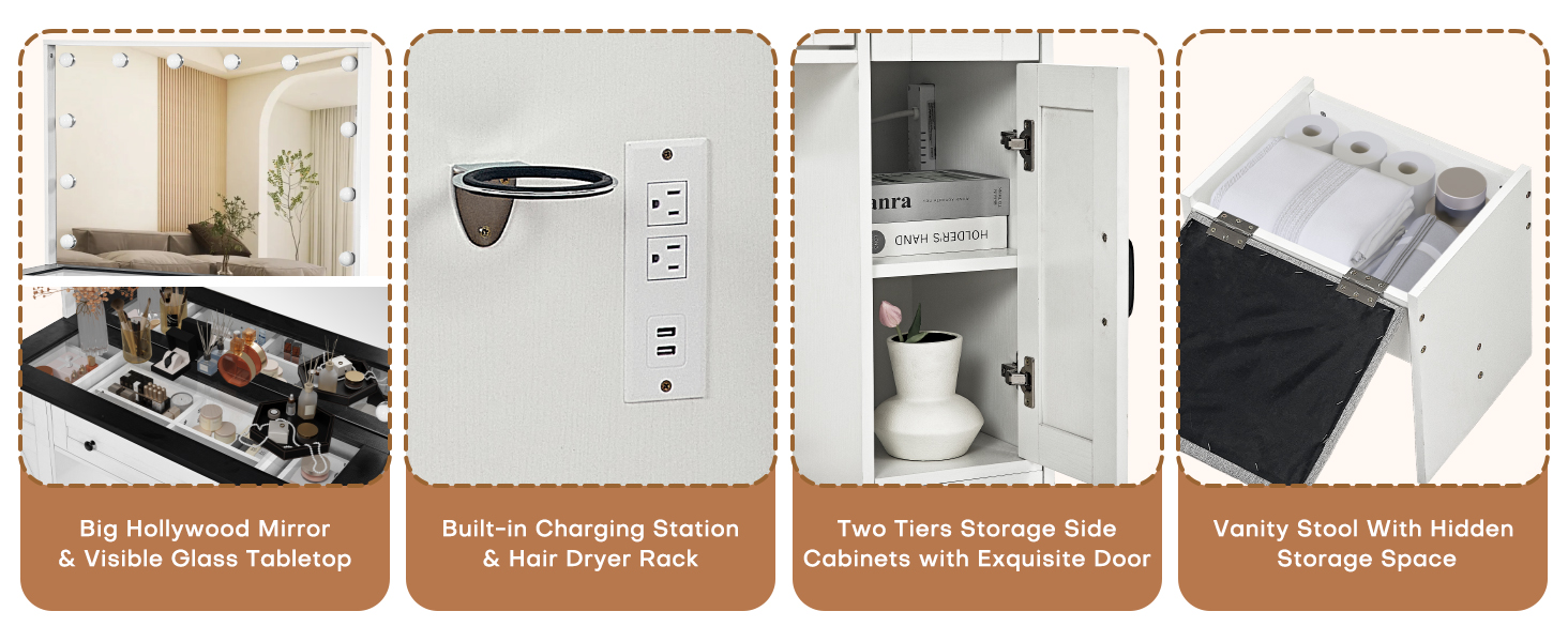 White Farmhouse Vanity Desk