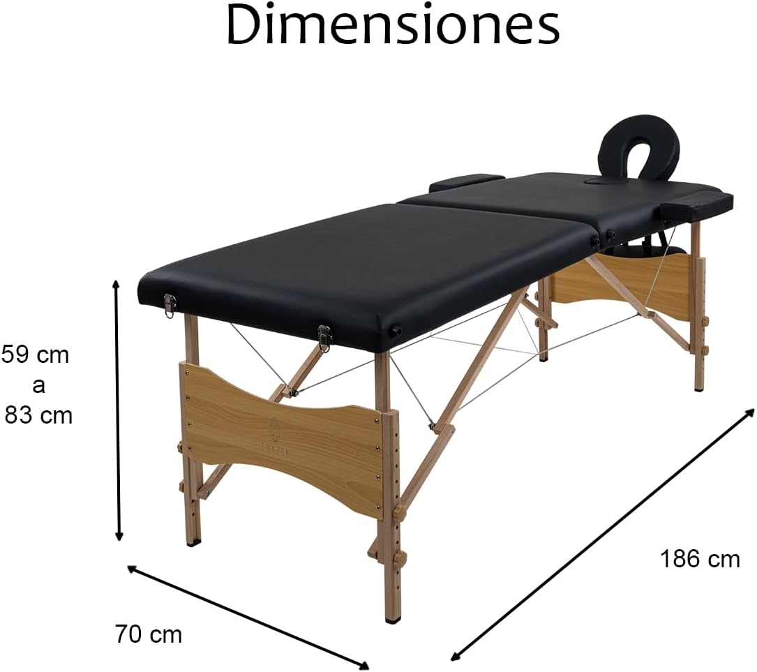 LUXZEN - Cama para Masajes Portatil Plegable Profesional con Estuche y Altura Ajustable Camilla Fisioterapia Ideal para Tatuar SPA Quiropraxia o Facial (Extra Grande 85cm Ancho) (Beige)