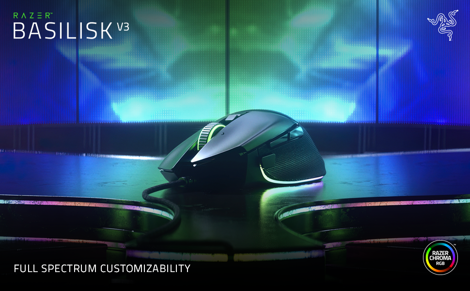 Razer Basilisk V3 Ratón Gaming Ergonómico Personalizable: El interruptor de ratón más rápido 