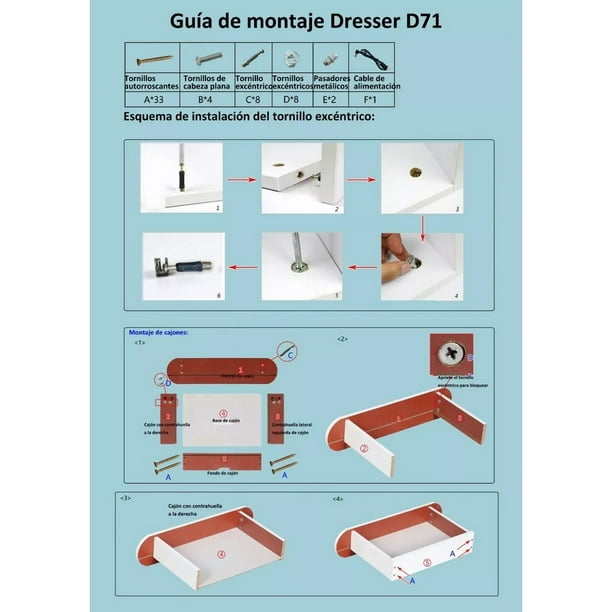 Tocador De Dormitorio Con Espejo Led Cajone Compacto Moderno