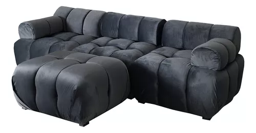 Sala Esquinera Sillón Esquinero Minimalista Moderna Sofá Color Gris Diseño de la tela Terciopelo