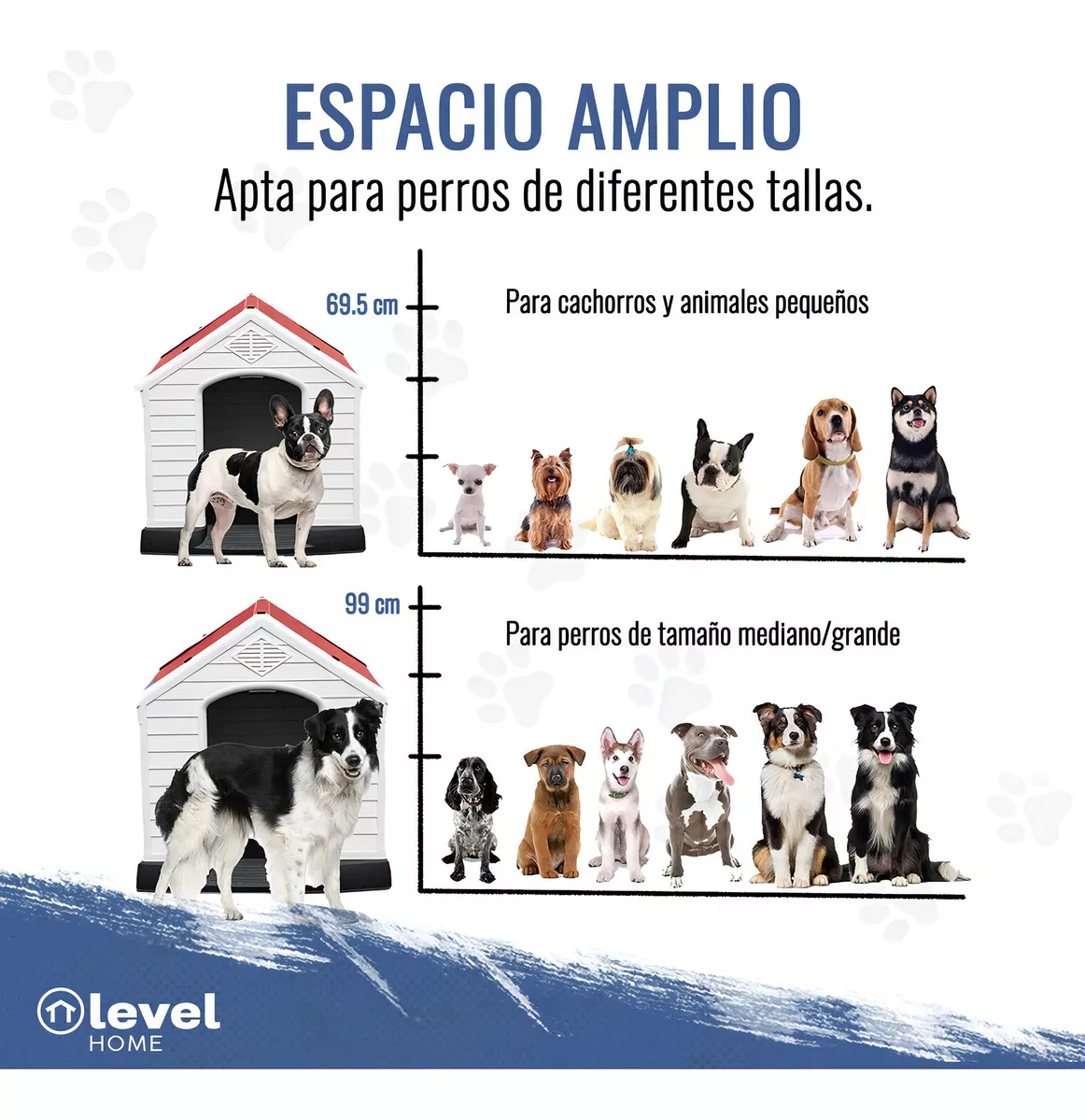 Casa De Plástico Exterior Térmica Raza Grande 97cm Color Azul