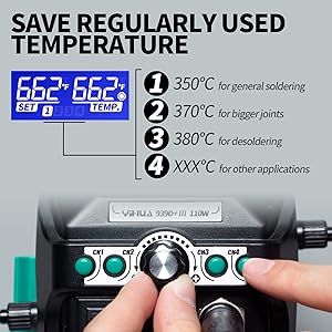 Temperatura de ajuste de estaci&oacute;n de soldadura YIHUA 939D+-III