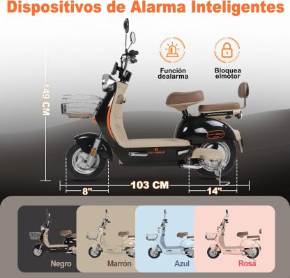 HONEYWHALE UNA Bicicleta Electrica para Adultos, Moto Electrica con Alarma, Potencia Motor MAX 800W, Velocidad MAX 45KM/H, Autonomía 60KM, Bateria 20AH de Gran Capacidad