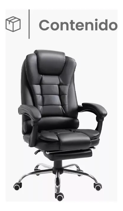 Silla de Escritorio Player One 1507 Ergonómica Negra con Tapizado de Cuero Sintético