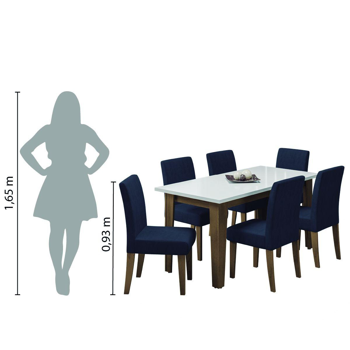 Juego de mesa de comedor Miami con 6 sillas Trieste de gamuza 1,60 m Cedro / Blanco roto / Dobuê Plomo - Movale