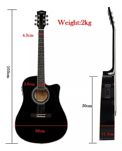 41in Guitarra Acústica Bajoloche Acustico Trastes De Gitarra