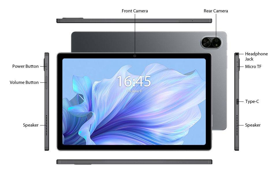 Especificaciones de la tablet, detalles de botón