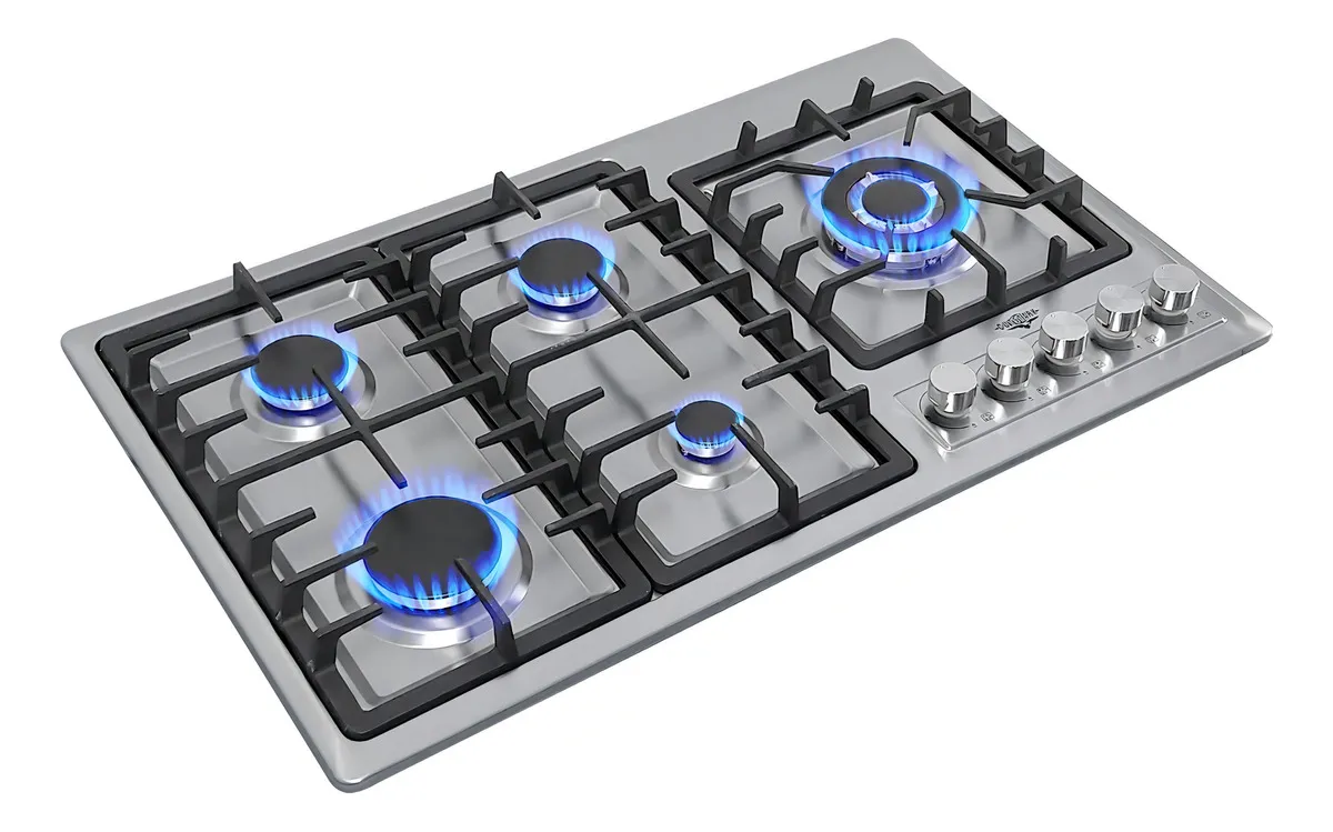 Parrilla Estufa con alimentación a gas - Gutstark mkz-parrillain5 color plata/negro - 5 hornallas