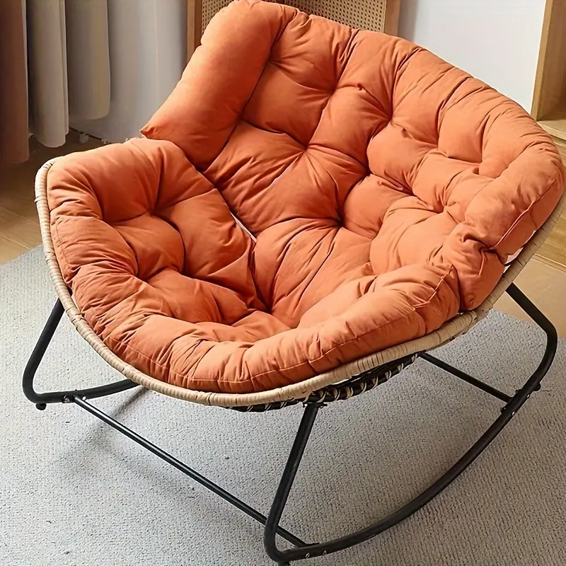 Silla de Balanc&iacute;n de Rat&aacute;n Beige de Lujo con Coj&iacute;n Suave - Perfecta para Uso Interior y Exterior, Ideal para  , Patio, Porche, Jard&iacute;n Trasero, Camping y Senderismo detalles 7