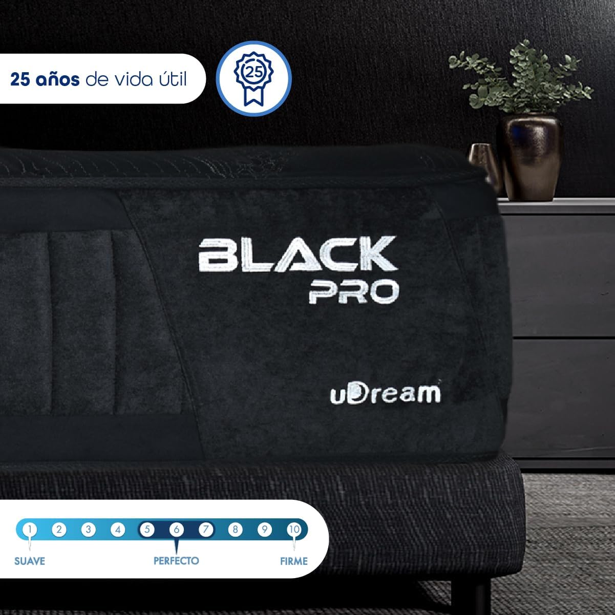 UDream Colchón Black Pro Queen Size – Descanso de Lujo, Hipoalergénico, Alta Tecnología