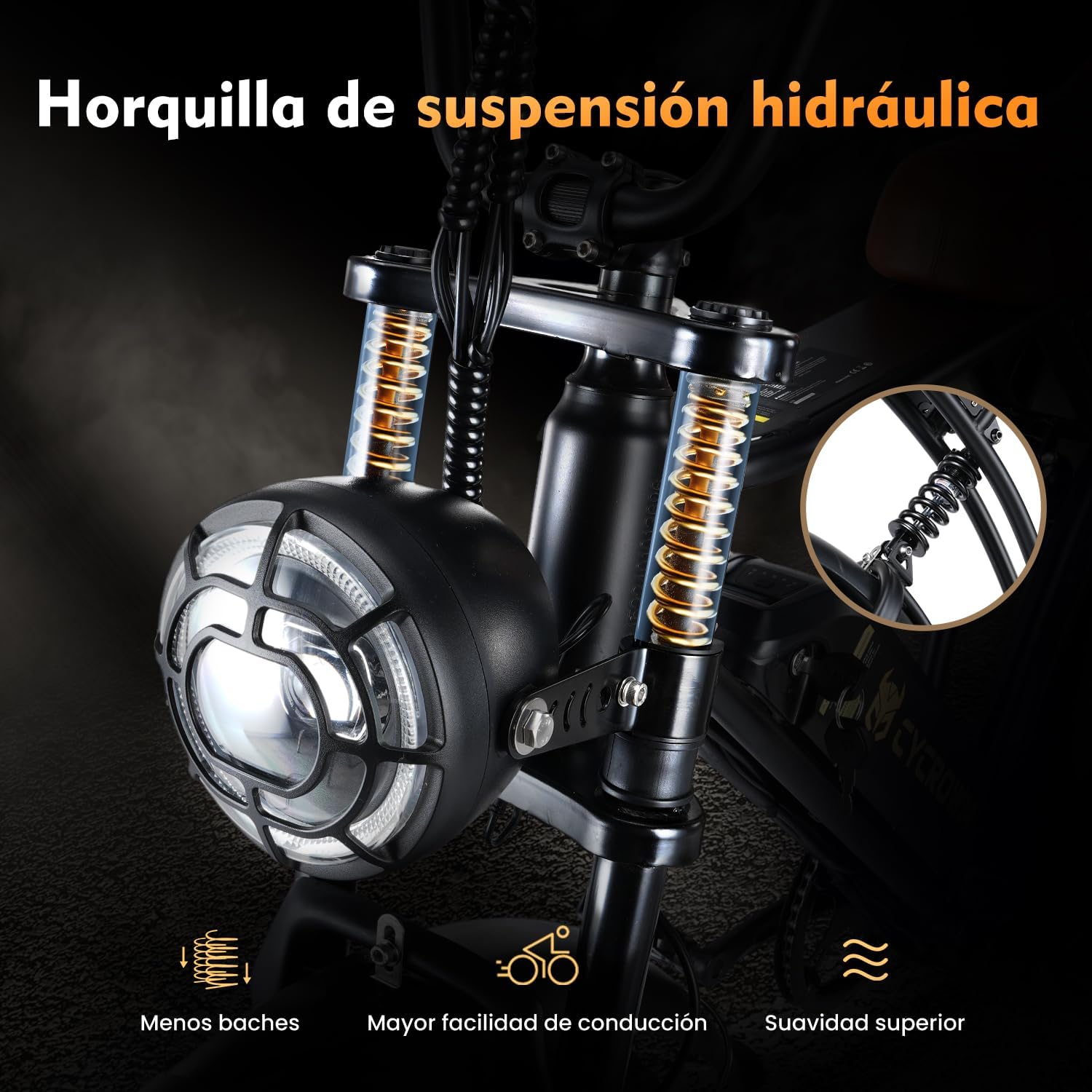 CYCROWN CycRun Bicicleta Electrica para Adultos, Moto Electrica con Potencia Máxima del Motor 1000W,Autonomía 70-90KM, Velocidad de 35KM/H, con 20" Neumático Moto Bicicleta de Montaña