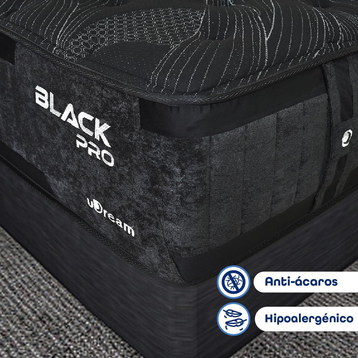 UDream Colchón Black Pro Queen Size – Descanso de Lujo, Hipoalergénico, Alta Tecnología