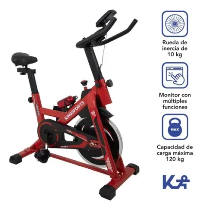 Bicicleta Fija 10 Kg Estática Para Spinning Cardio Fitness Color Rojo