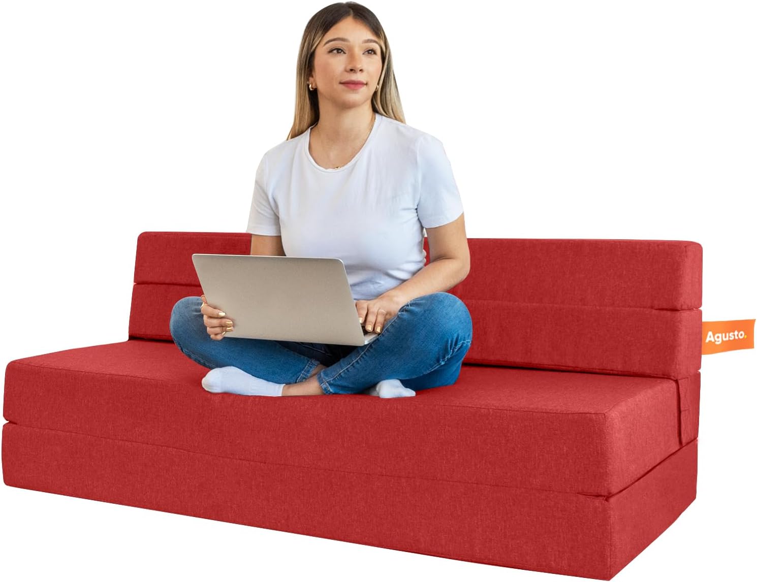 AGUSTO Sofá Cama Matrimonial Multifunción Colchon Plegable Futon Chaise Sillon Puff (Gris Oxford)