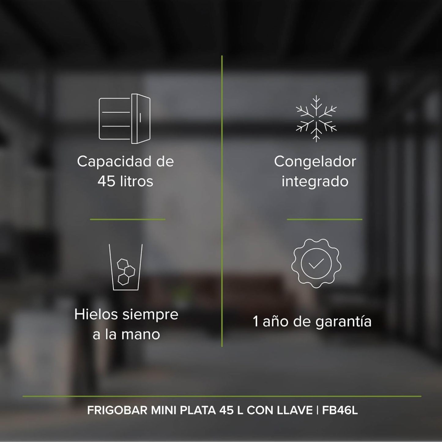 AVERA Frigobar con congelador de 1.6 pies, mini bar con capacidad de 45 L, mini refrigerador con llave, refrigerador con control de temperatura ajustable, puerta reversible de color plata | FB46L