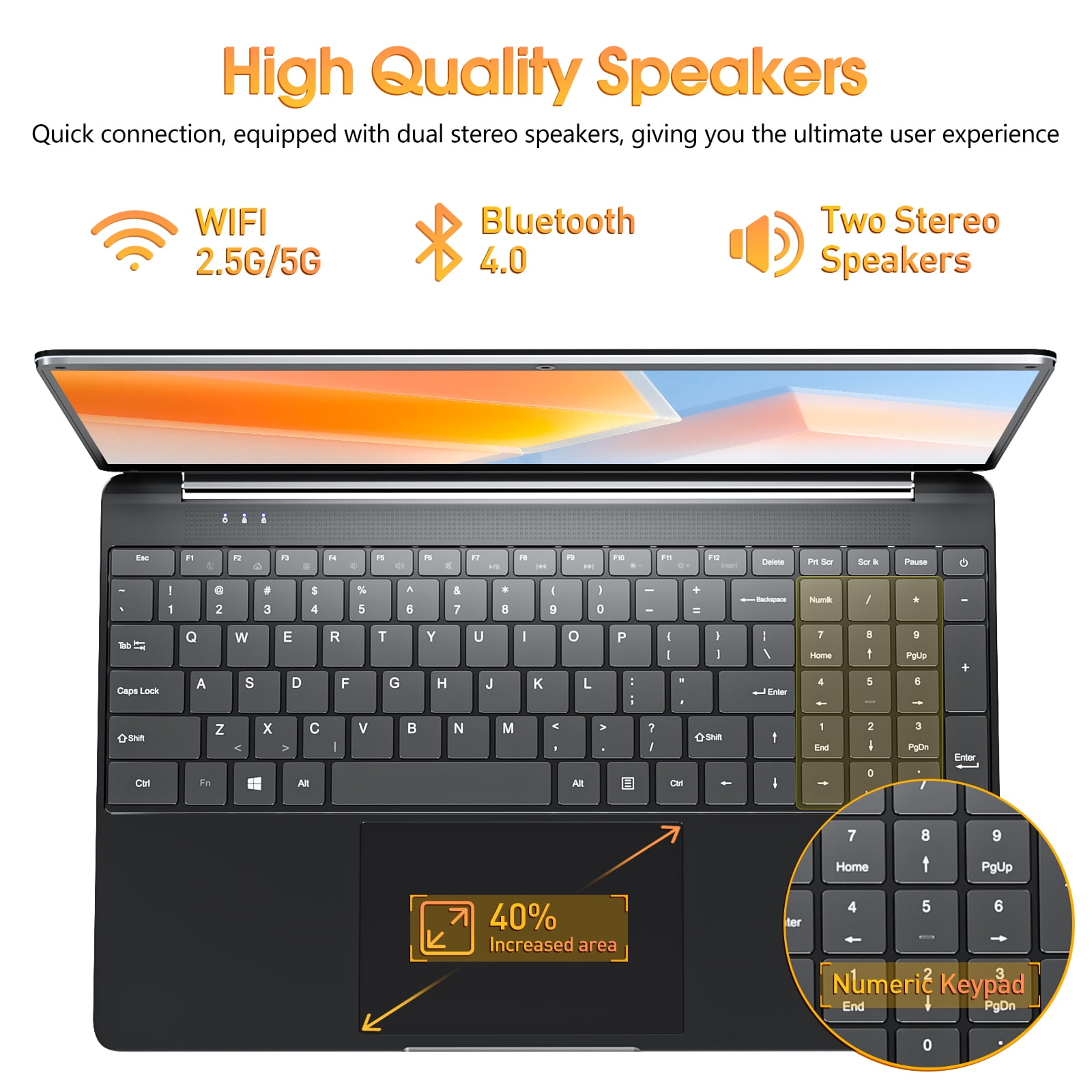 SGIN portátil de 15,6 pulgadas, 8 GB DDR4, 256 GB SSD, Windows 11 con procesador Intel Celeron de 4 núcleos, HD IPS 1366x 768