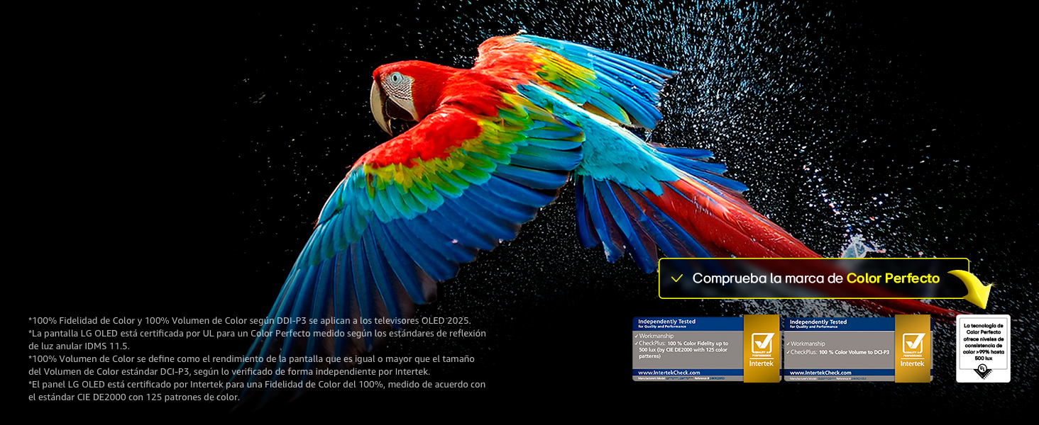 A parrot image against a black background showcases Perfect Color's vibrant and vivid hues