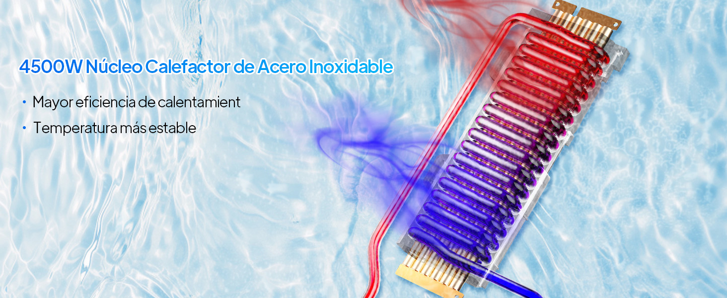 4500W N&uacute;cleo Calefactor de Acero Inoxidable