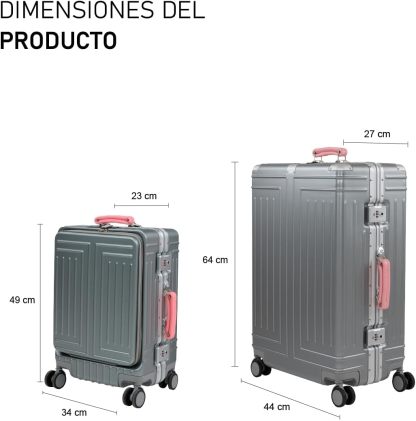 Set de 2 Maletas Premium 20 y 26 Pulgadas Equipaje de mano Con Candado TSA Compartimiento Para Laptop USB Ruedas Giratorias (Rojo)-#17011001901303020502#