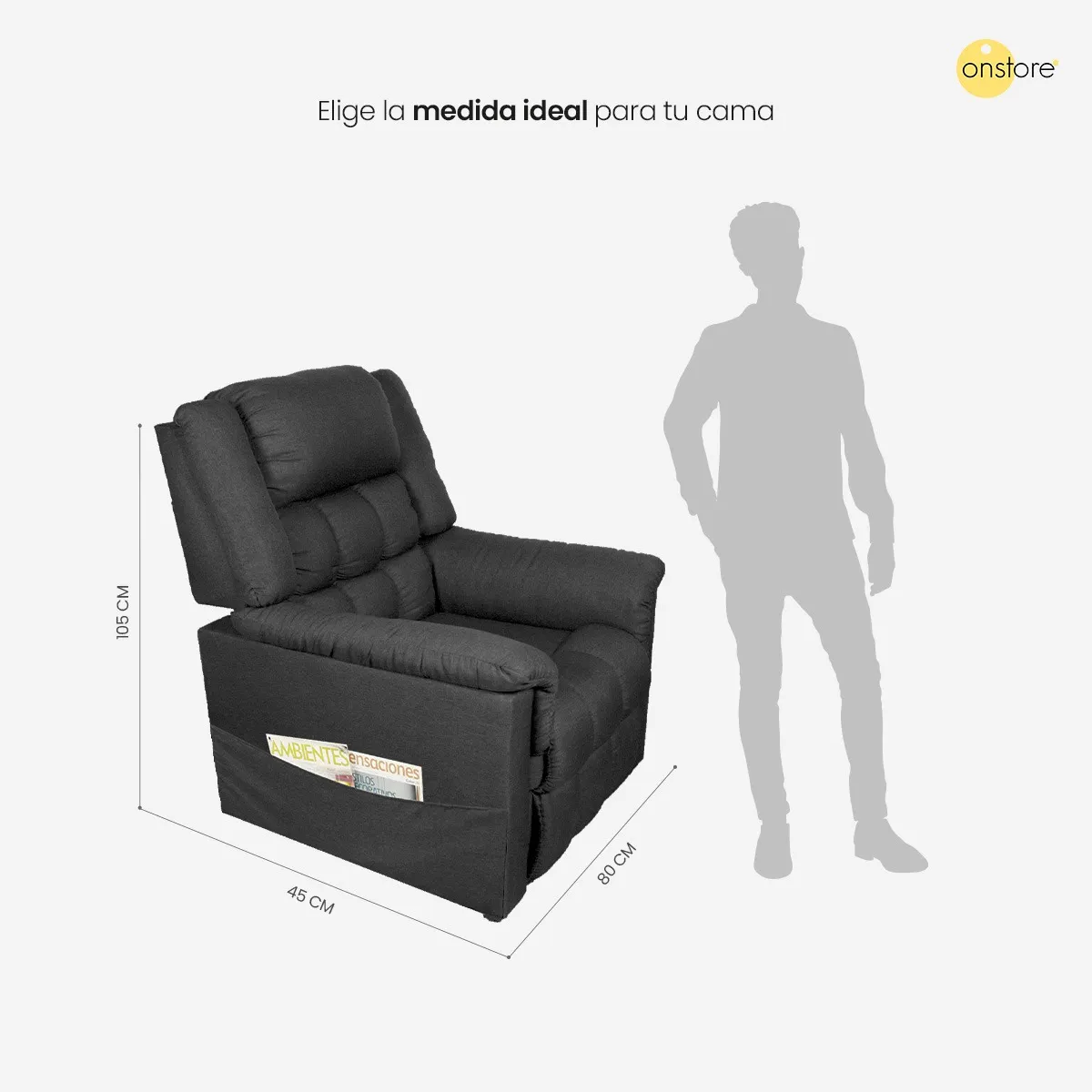 Sillón Reclinable Reposet Moderno Cómodo Resistente Paris Color Oxford