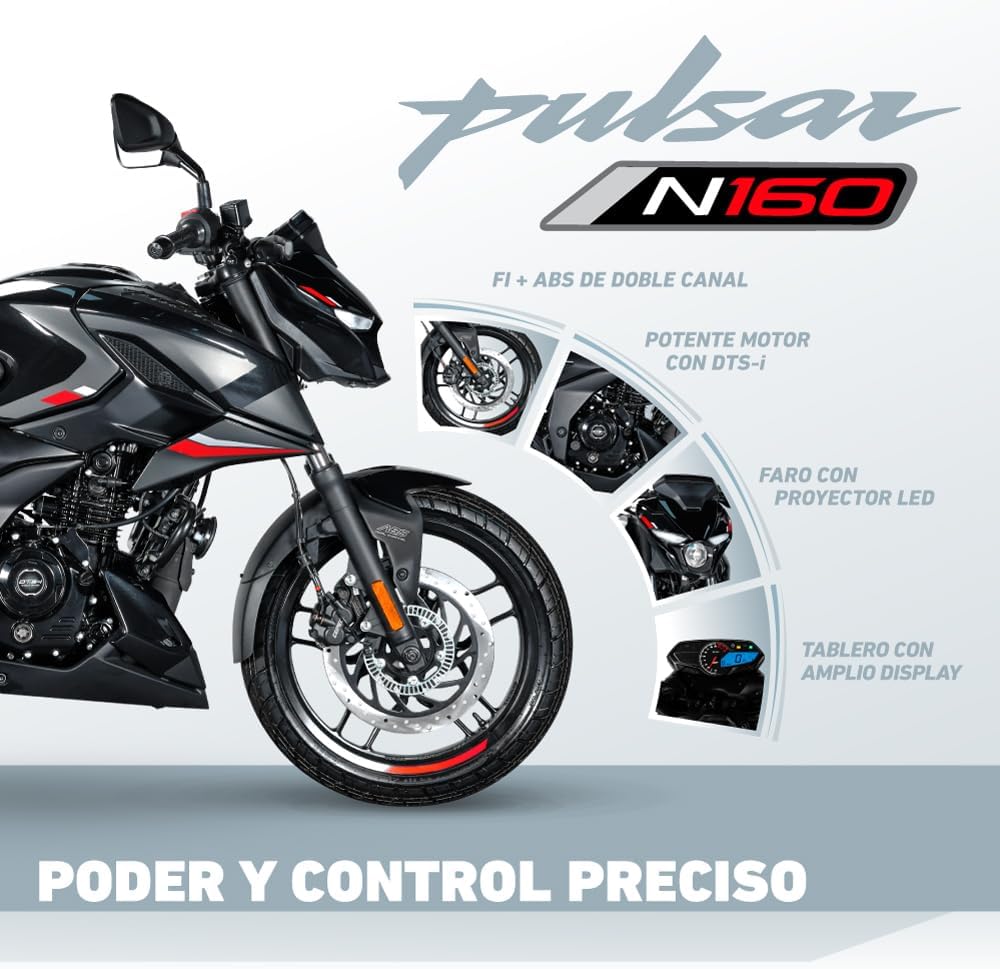 BAJAJ Motocicleta Pulsar N160 FI ABS Negro 2025