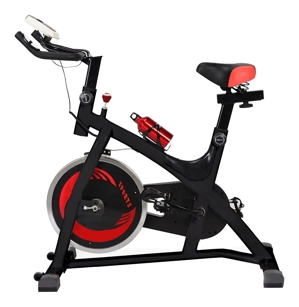Imagen 2 de 3 de Bicicleta Spinning Fija Centurfit 6kg Hogar Fitness Cardio Color Negro/Rojo