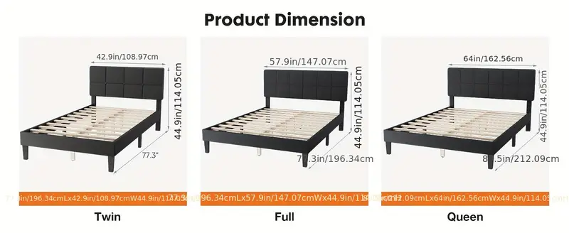 Estructura de cama con cabecero, sin necesidad de somier, cama plataforma tapizada en lino con soporte de listones de madera, sin ruido, perfecta para una noche de sue&ntilde;o   detalles 2