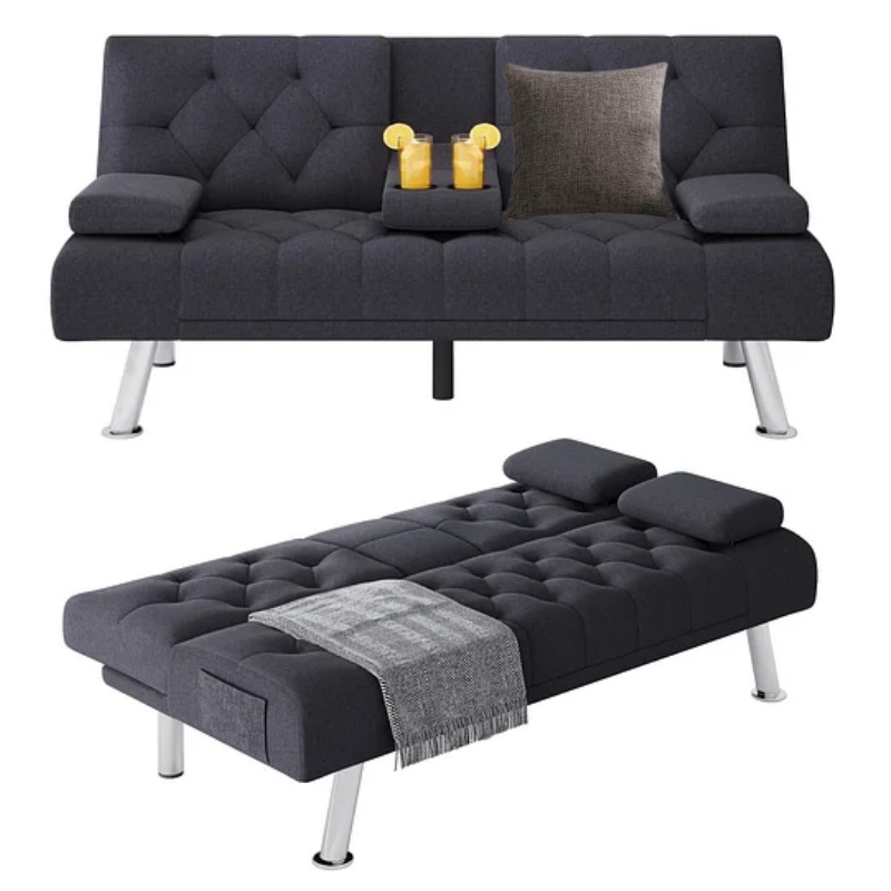 Homfa Sofá cama futón convertible, sofá cama plegable de 66.3 pulgadas