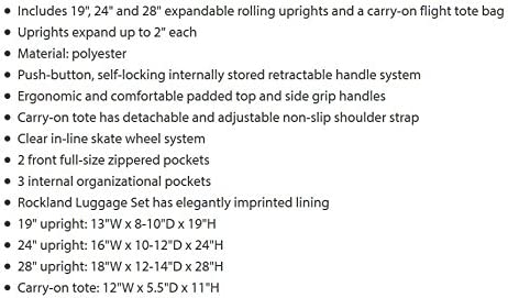 Rockland F32-charcoal, Juego De Equipaje, Carbón, Una Talla