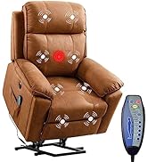 Phoenix Home - Silla elevadora grande con masaje y calor para sillón reclinable para ancianos, color café