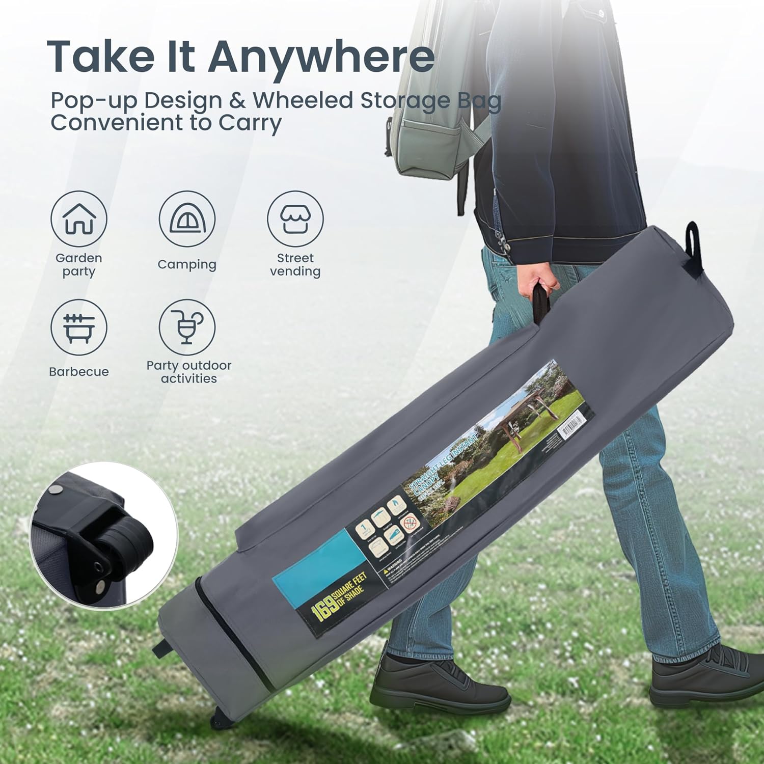 PHI VILLA - Toldo parasol con bloqueo UV de 4 x 4 m con kits de herramientas, pantalla de cenador para patio al aire libre, eventos de jardín, marrón-Clavijas de tierra para tienda de campaña al aire libre, clavijas para campamento con dosel