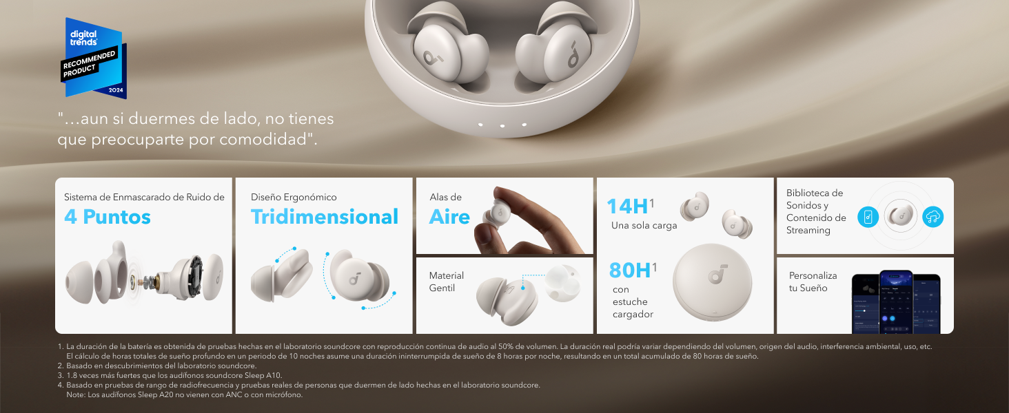 Soundcore Sleep A20 de Anker Auriculares para Dormir