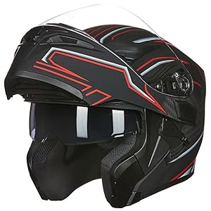 ILM Casco modular de cara completa con visera doble abatible para motocicleta, con luces LED de 6 colores, conducción más segura