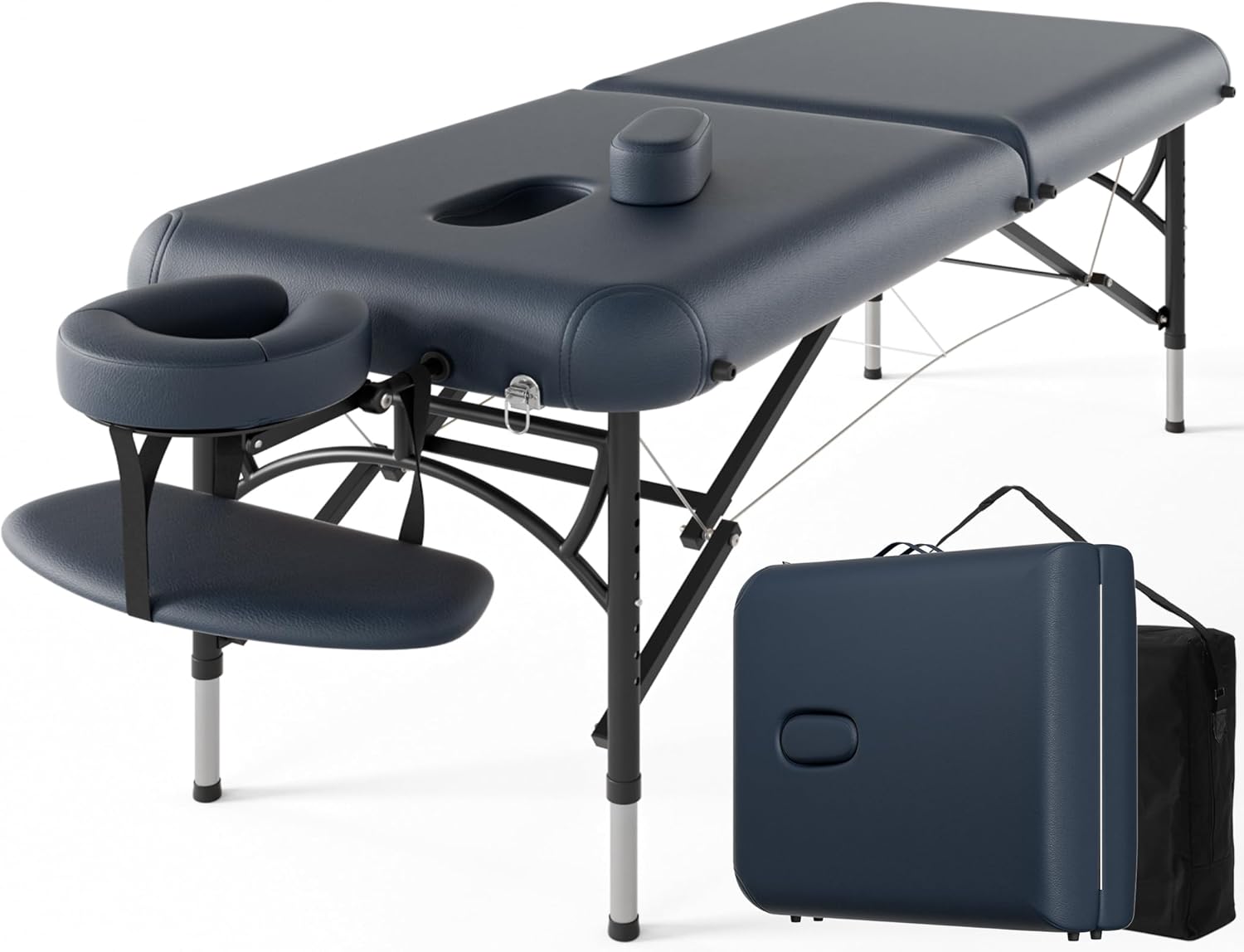 CLORIS - Mesa de masaje profesional de 84 pulgadas, portátil, 2 plegables, ligera, para spa, cama de tatuaje, altura ajustable con bolsa de transporte y pierna de aluminio que soporta hasta 1000